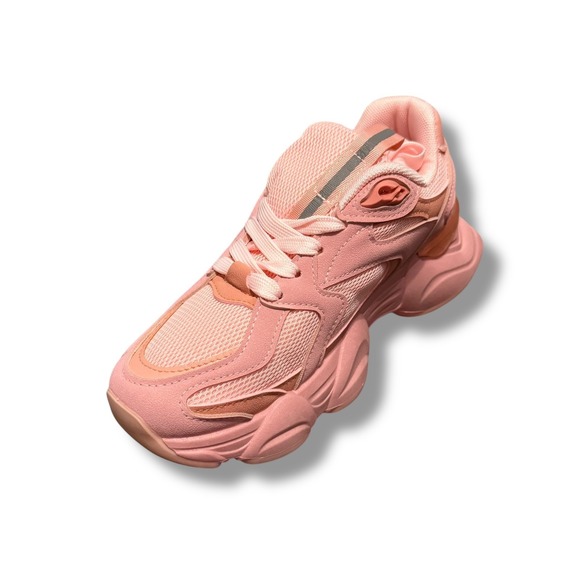 NIB Womens Chunky Sneakers Pink Mesh Lace Up Platform Fashion Athletic Sz  6 - Picture 11 of 16